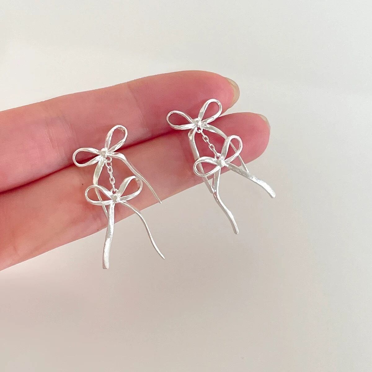 double ribbon pierce/ダブルリボンモチーフピアス バレエコア 大人
