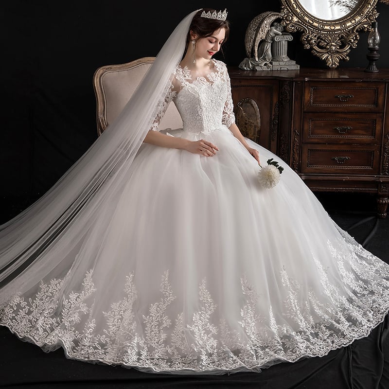 8053ウェディングドレス 白 大きいサイズ ホワイト イブニングドレス
