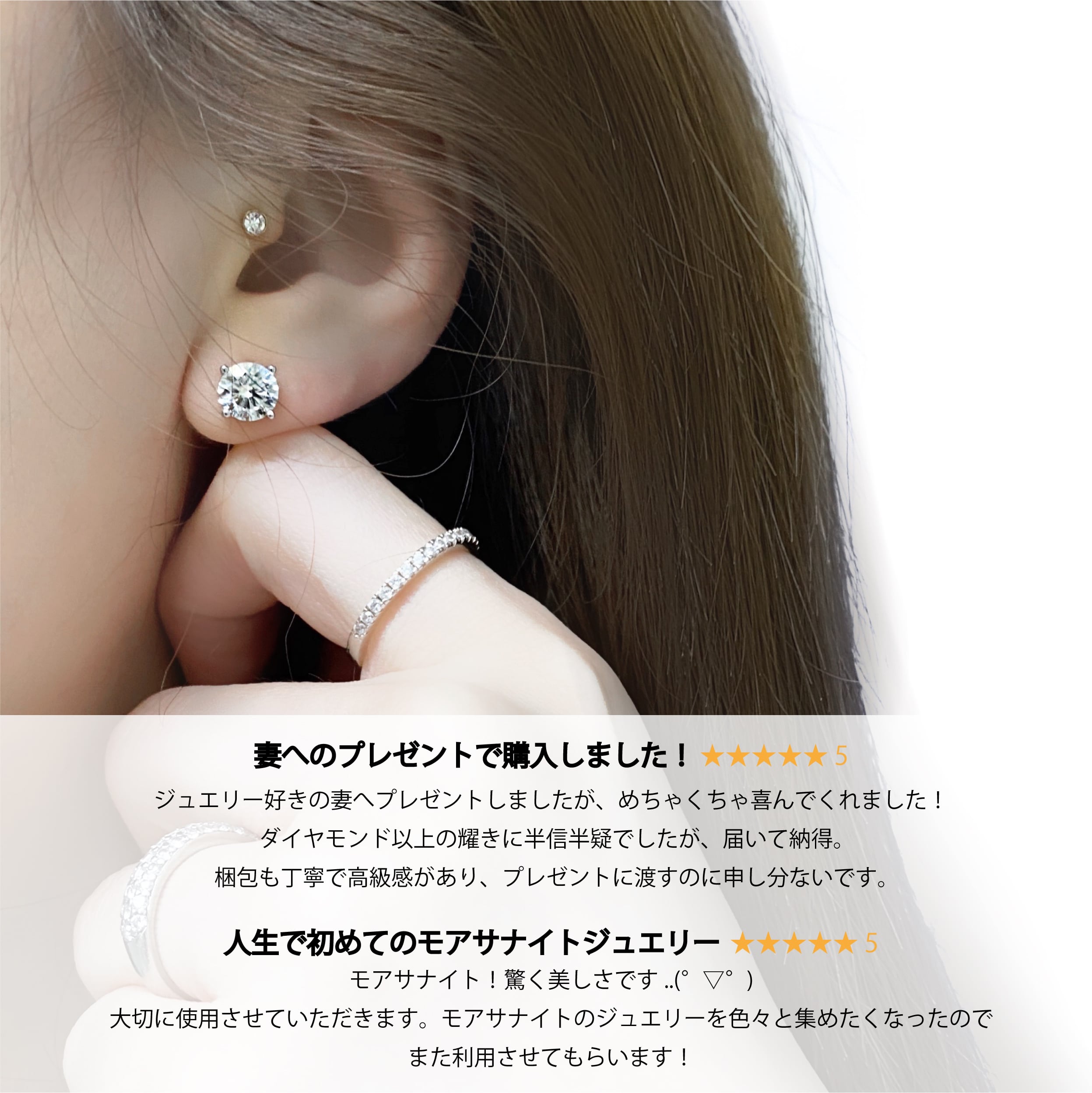 K18 モアサナイト 8mm 1.7ct ピアス 片耳用