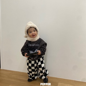【Pepper】ネコスウェット  チャコール 80〜120cm 241121