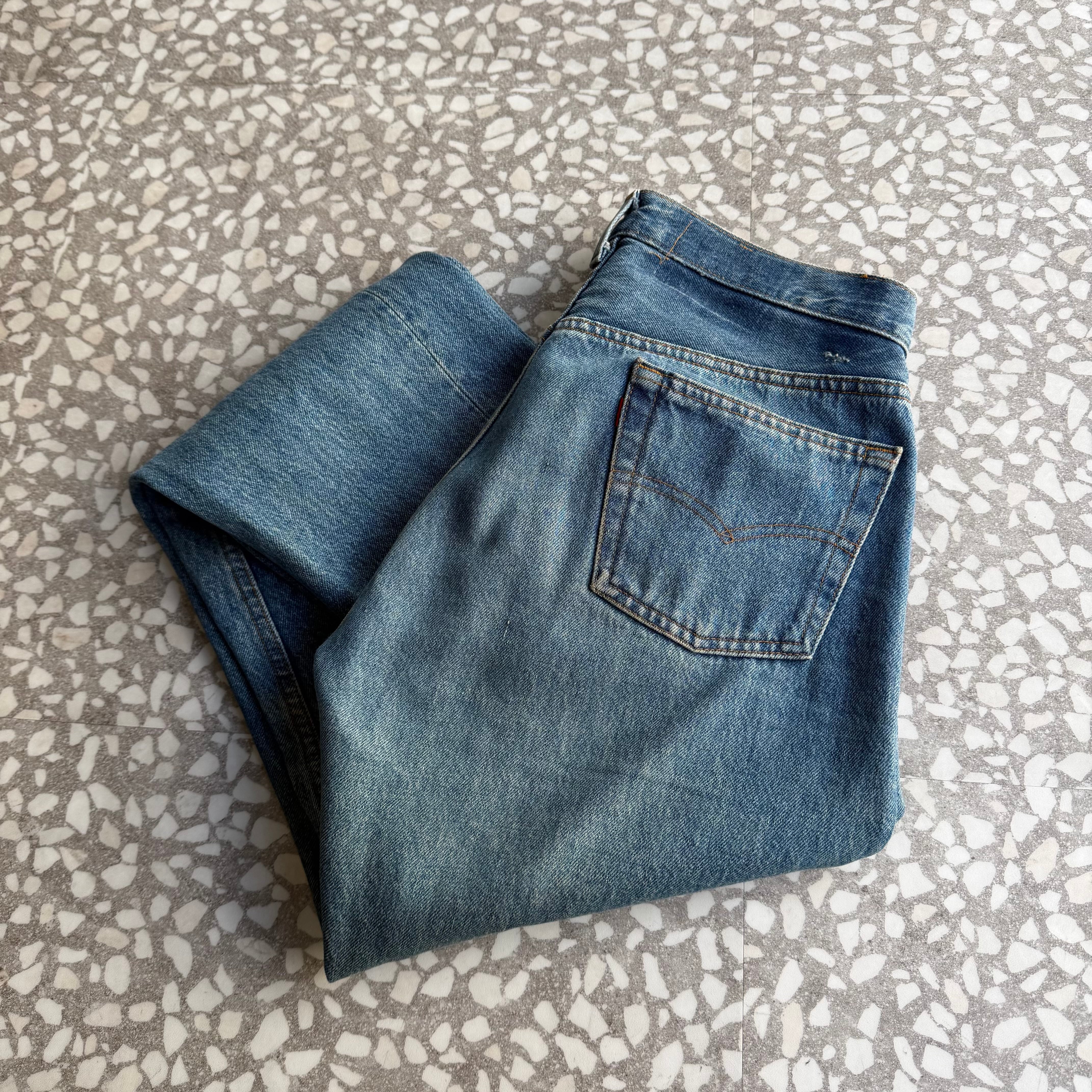 Evisu エビス 最初期 ダメージストレートデニム 希少 水牛革パッチ