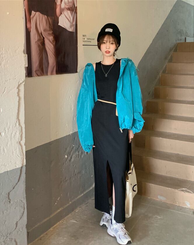 ブラックドレス オータム薄手スタイルスカート ストリート 秋物 ピュア モンロー91425038982