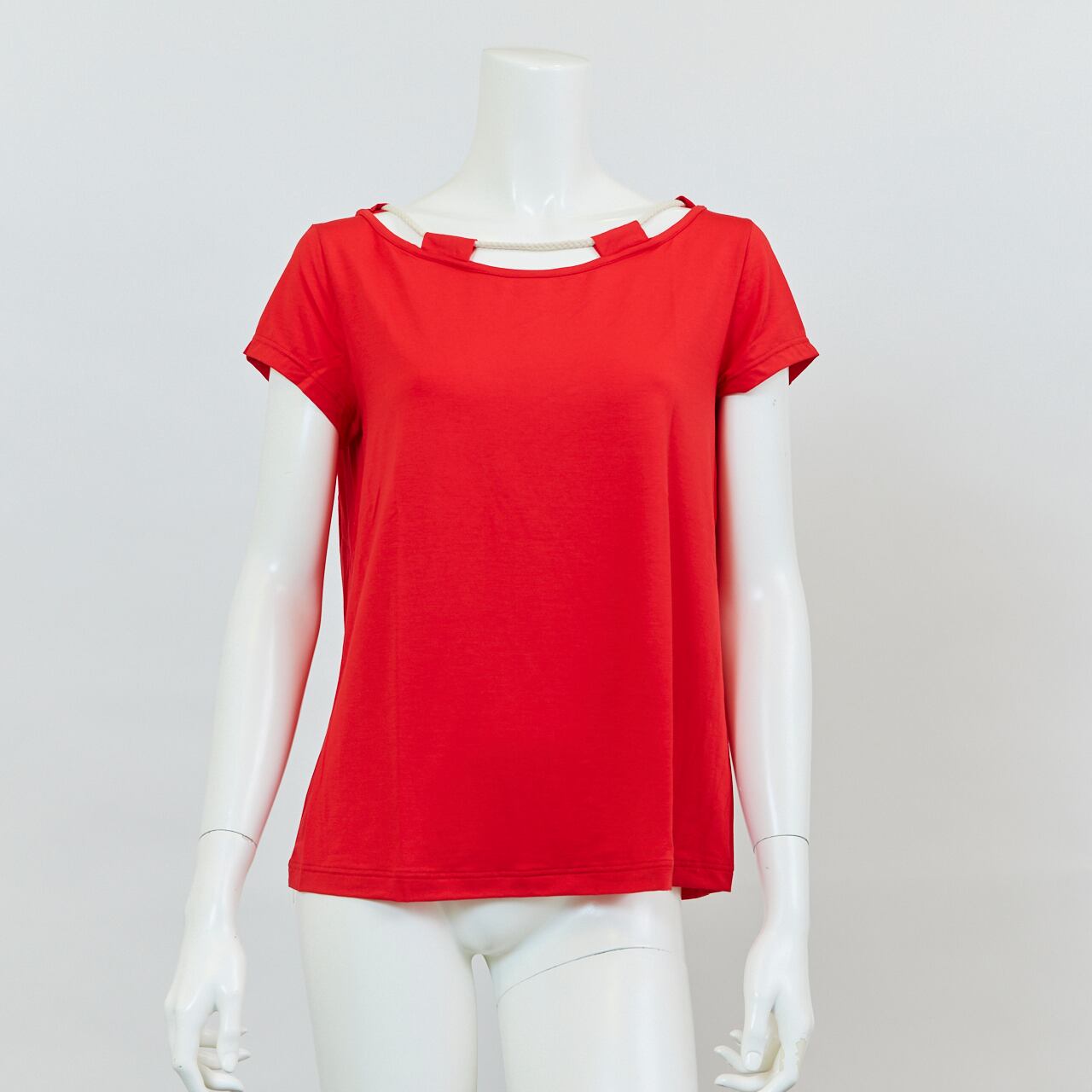 プルオーバー/クルーネック半袖/春夏＜レッド＞モダールNo