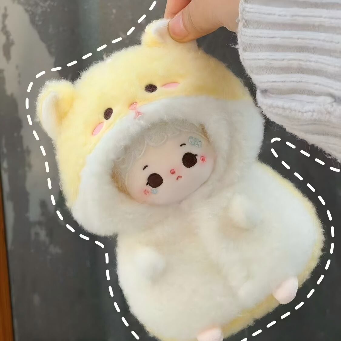 10cm/Dimooぬいぐるみ用 ハムスター フード付きロンパース ふわふわ