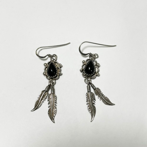 Vintage Southwestern Sterling Feather Pirced Earrings