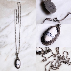 LARSON LEE silver pendant necklace set with white buffalo