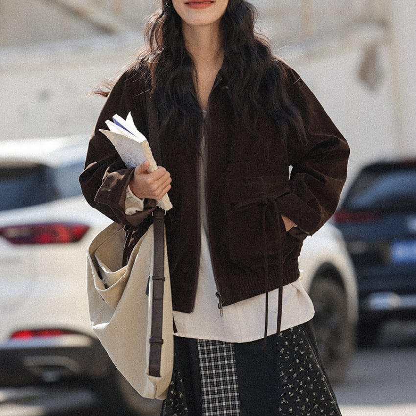 pocket ribbon short jacket　J00153