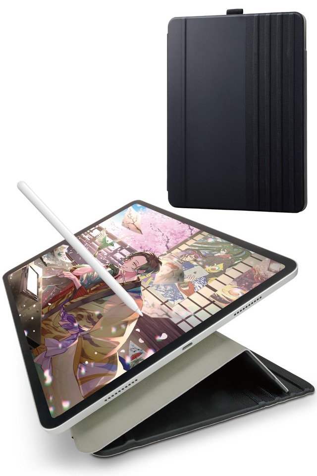 エレコム iPad Pro 12.9inch 第6/5世代 iPad Pro 12.9inch フラップケース ソフトレザー ドローイングアングル 7段階 スリープ対応 ブラック TB-A23PLWVDBK
