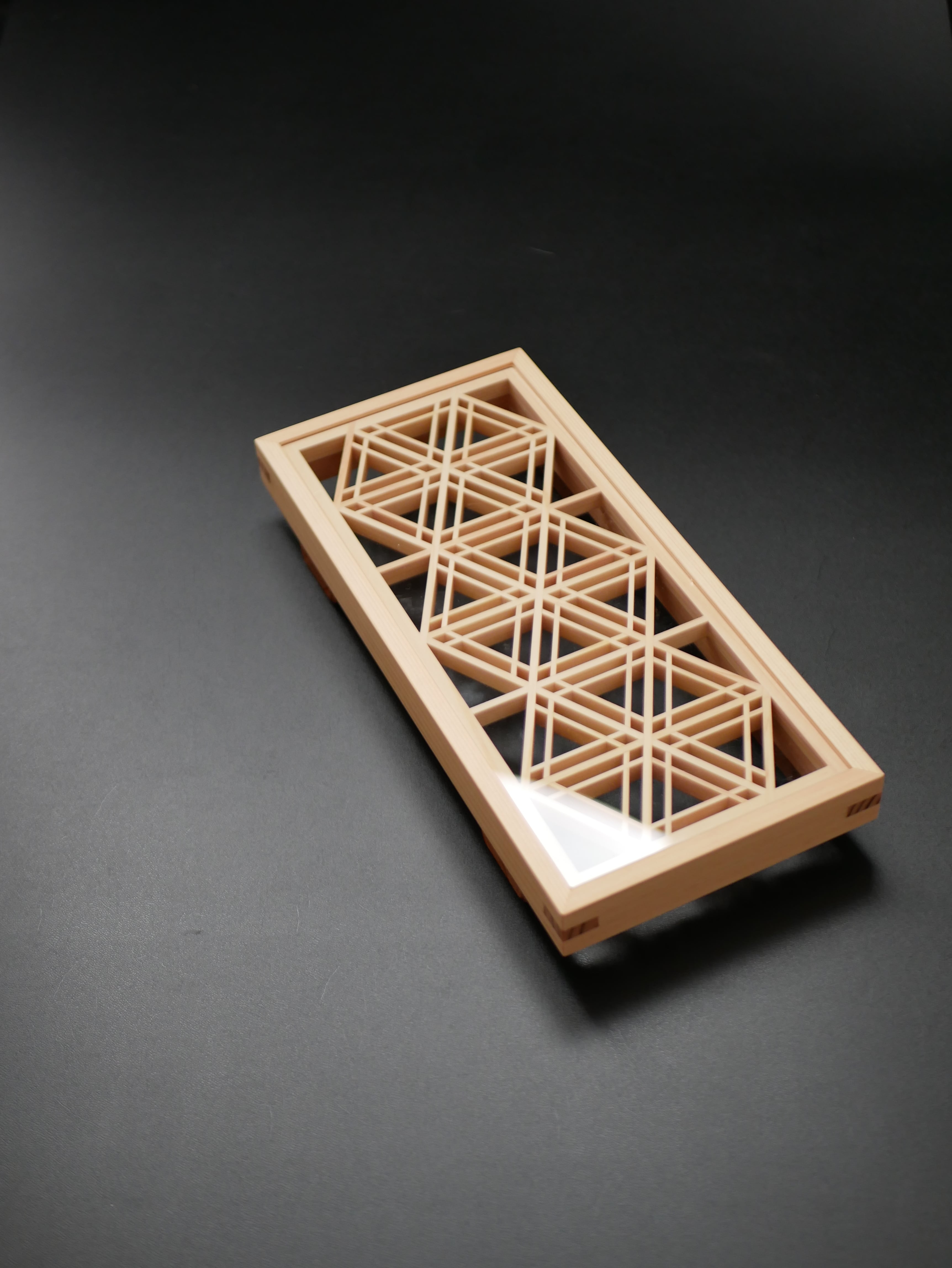 組子トレー ショート（胡麻）｜Kumiko Tray – Short (Goma Design