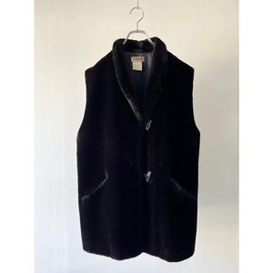 -OLSEN- shawl collar fur vest