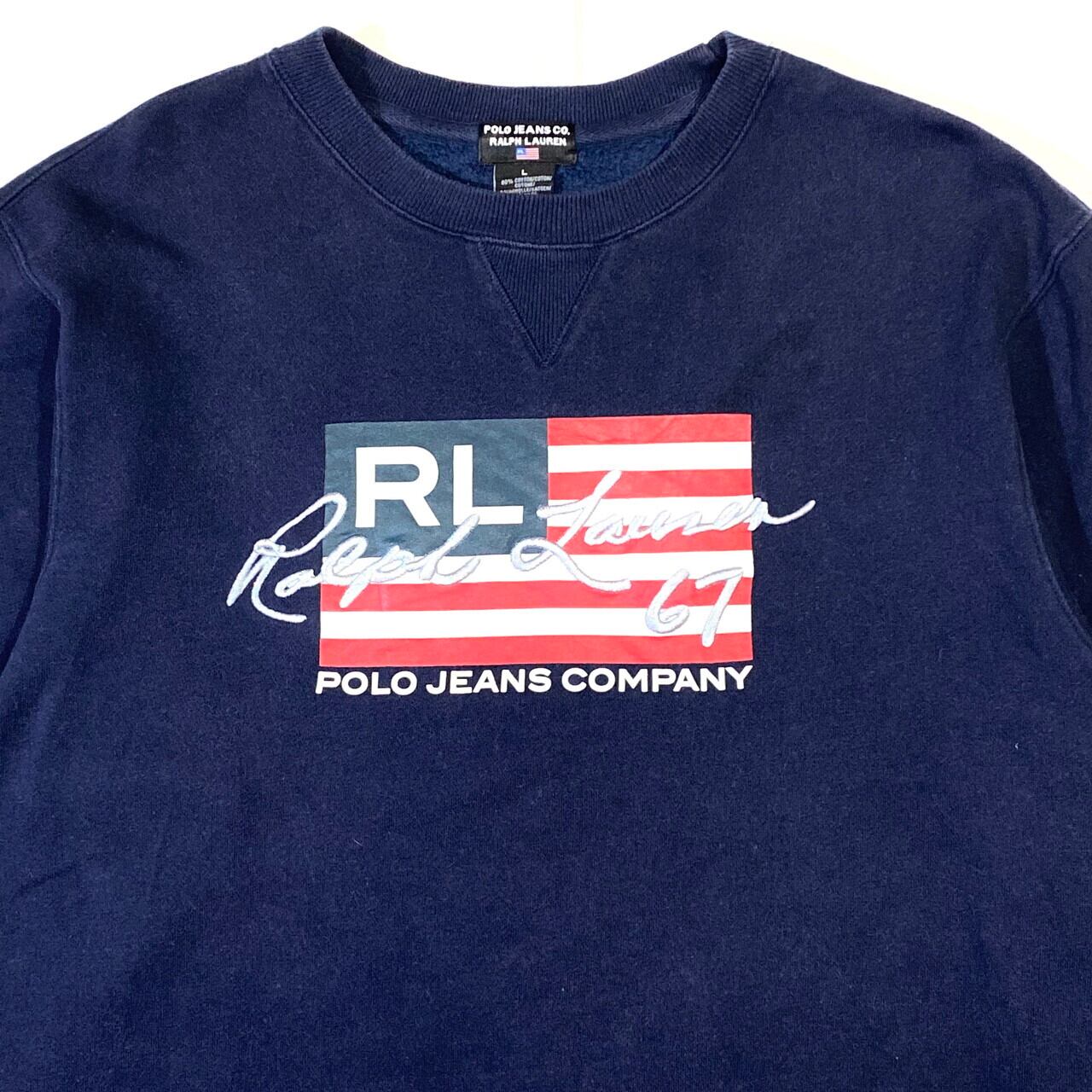 ラルフローレン ロゴ刺繍 スウェットシャツ メンズL 古着 USA