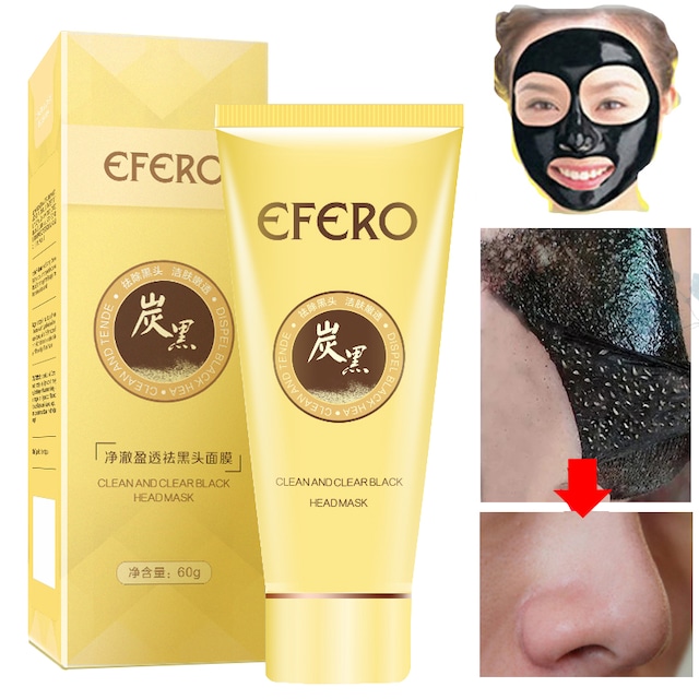 EFERO にきび除去フェイスマスクにきび治療毛穴ストリップ鼻フェイスブラックマスク剥離ブラックヘッドディープクリーンスキンケア 60 グラム