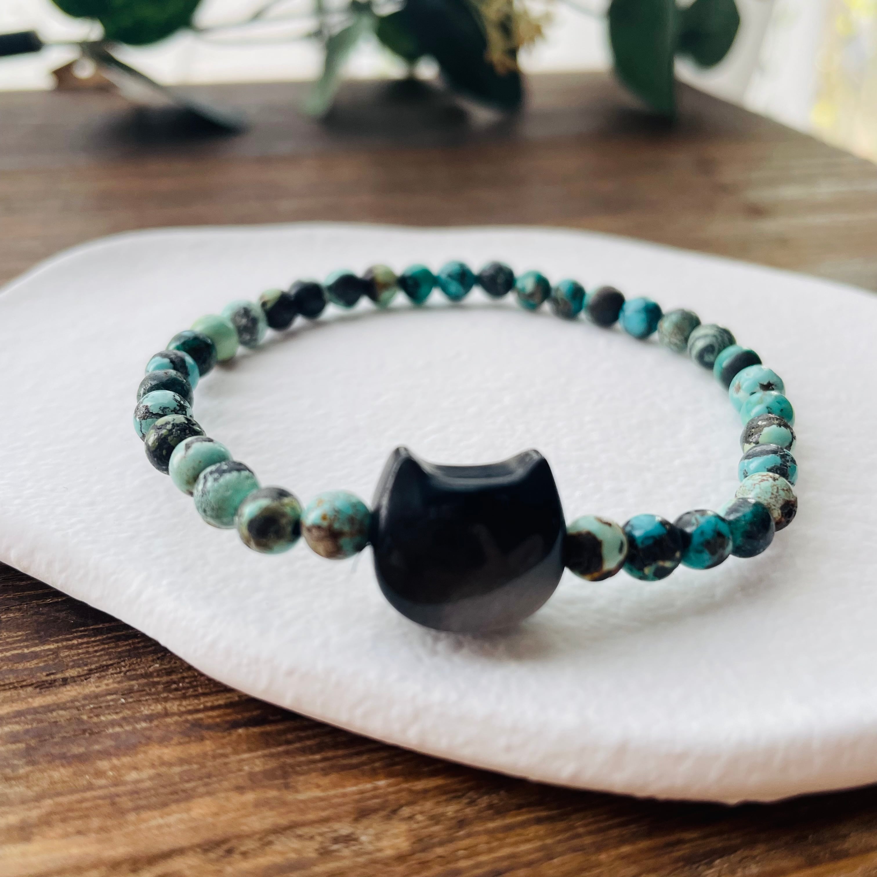 31222-⑮猫×パワーストーン｜ブレスレット｜魔除け・成功｜ ネコ ねこモチーフ 猫雑貨 猫グッズ アクセサリー 天然石  プレゼント ギフト レディース