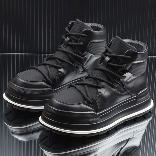 レースアップハイカットモノトーンスニーカーシューズ（2カラーあり）（ruf_02436）