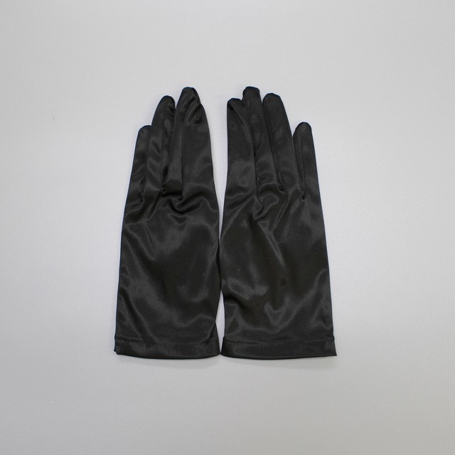 カラーフォーマル用　サテンショート手袋　ブラック400-320