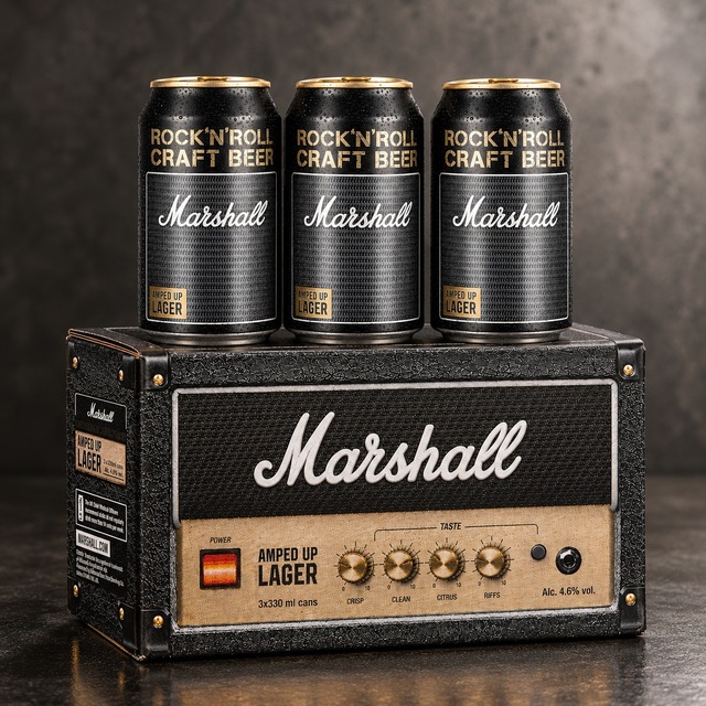 【3本セット】マーシャル アンプトアップ・ラガー ビール 330ml 専用ボックス入り Marshall Beer かっこいい 個性的 映える 缶ビール