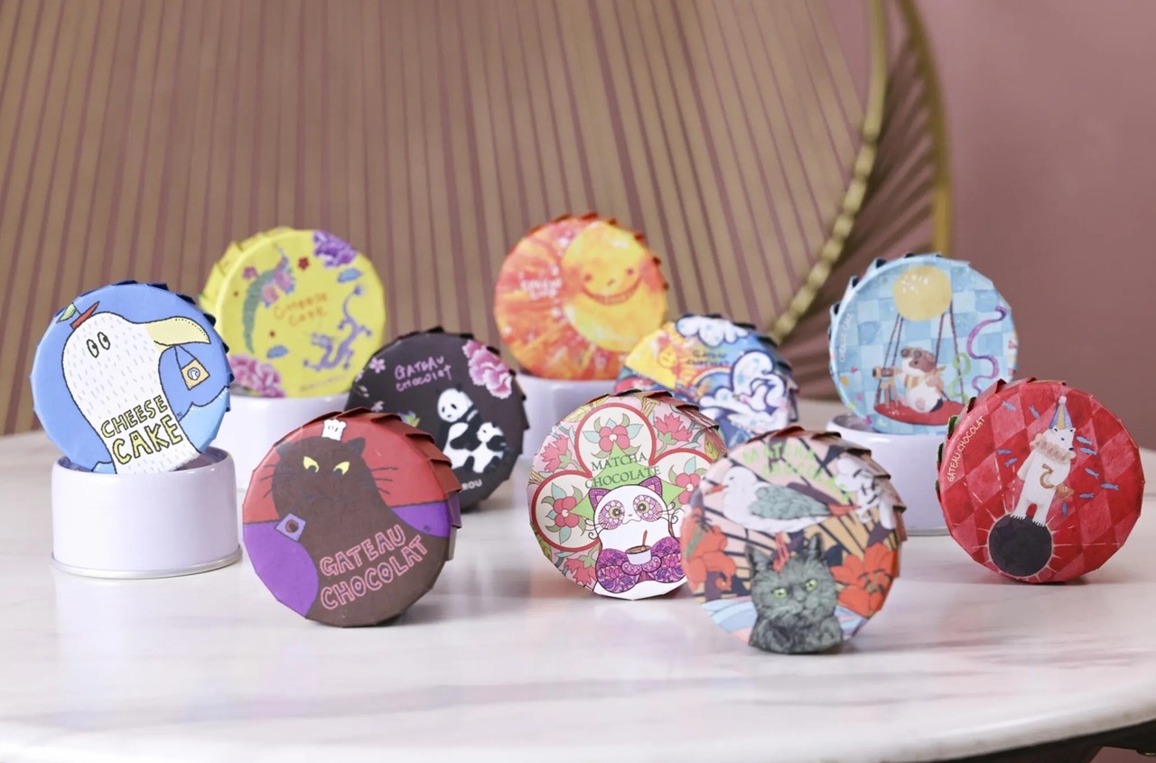 くるりとかわいいパッケージに包まれた缶詰のチーズケーキとガトーショコラのシリーズ!【缶詰・防災スイーツ】 8個入り ギフトボックス