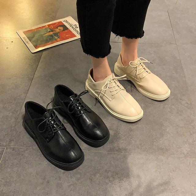 シングルスプリングスタイルレザー 靴 シューズ レース 春物 ラウンドトー レースアップ 部族の婦人靴16067645538