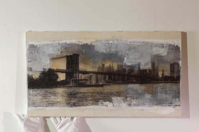 ブルックリンブリッジ　ミニ絵画 New York, Brooklyn Bridge / ニューヨーク ブルックリンブリッジの