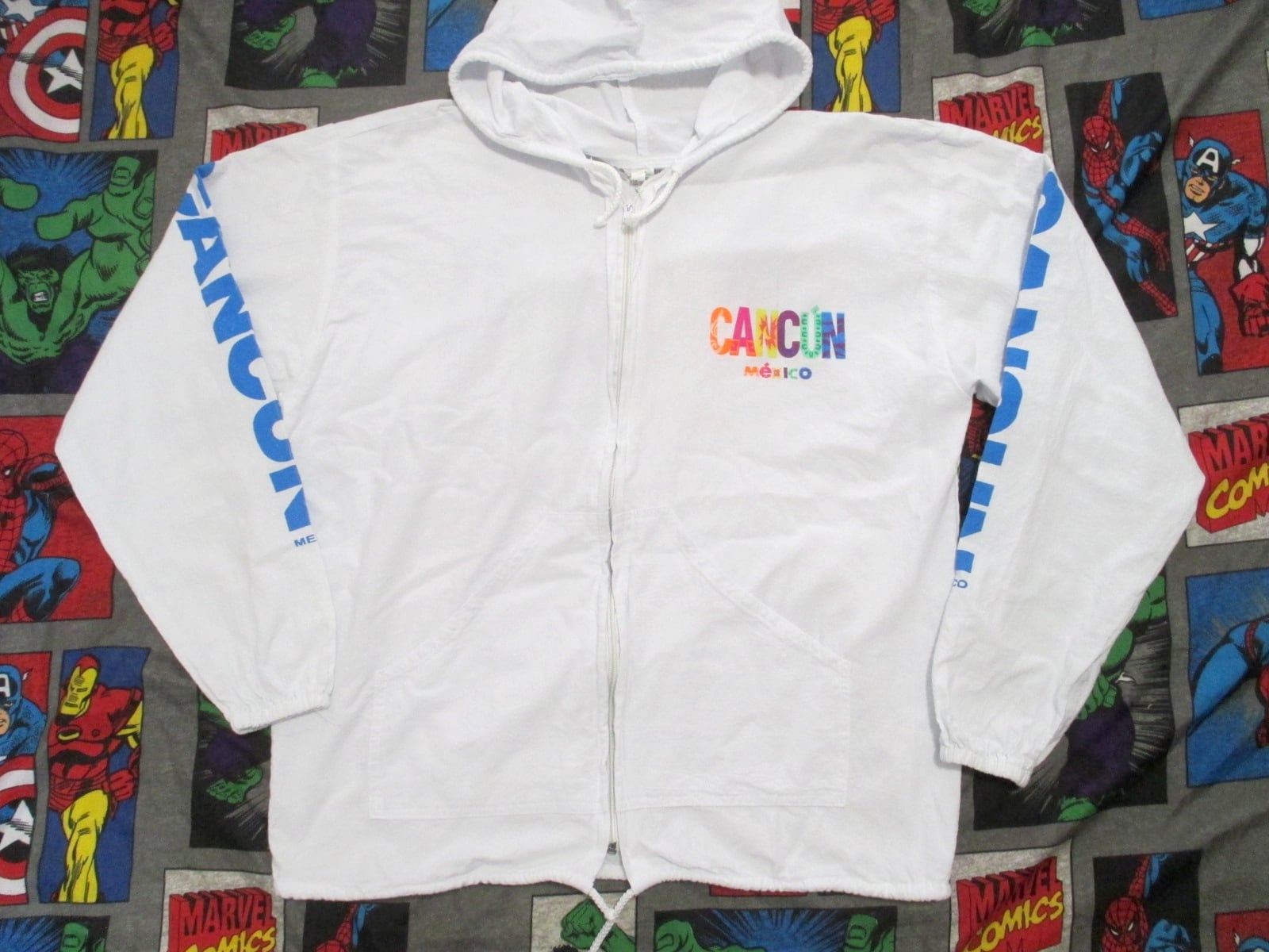 メキシコ製 カンクン ビーチ ヨットパーカー S 白 USA古着 マリン