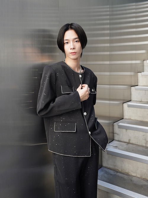 【ALUDE SELECT】edge line stone X lame jacket(2color)