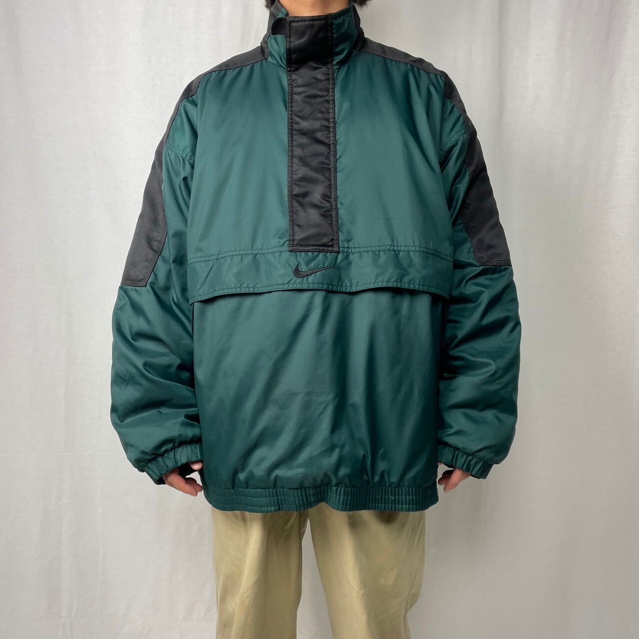 90~00年代 NIKE ナイキ 中綿プルオーバーナイロンジャケット ハーフ 