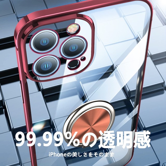 iPhone 12 Mini 用 ケース リング付き クリア 耐衝撃 スタンド機能 透明 TPU 車載ホルダー対応 落下防止 防塵 薄型 軽量 一体型 変形防止 全面保護カバー アイフォン用 ケース ピンク W-YX-03-06