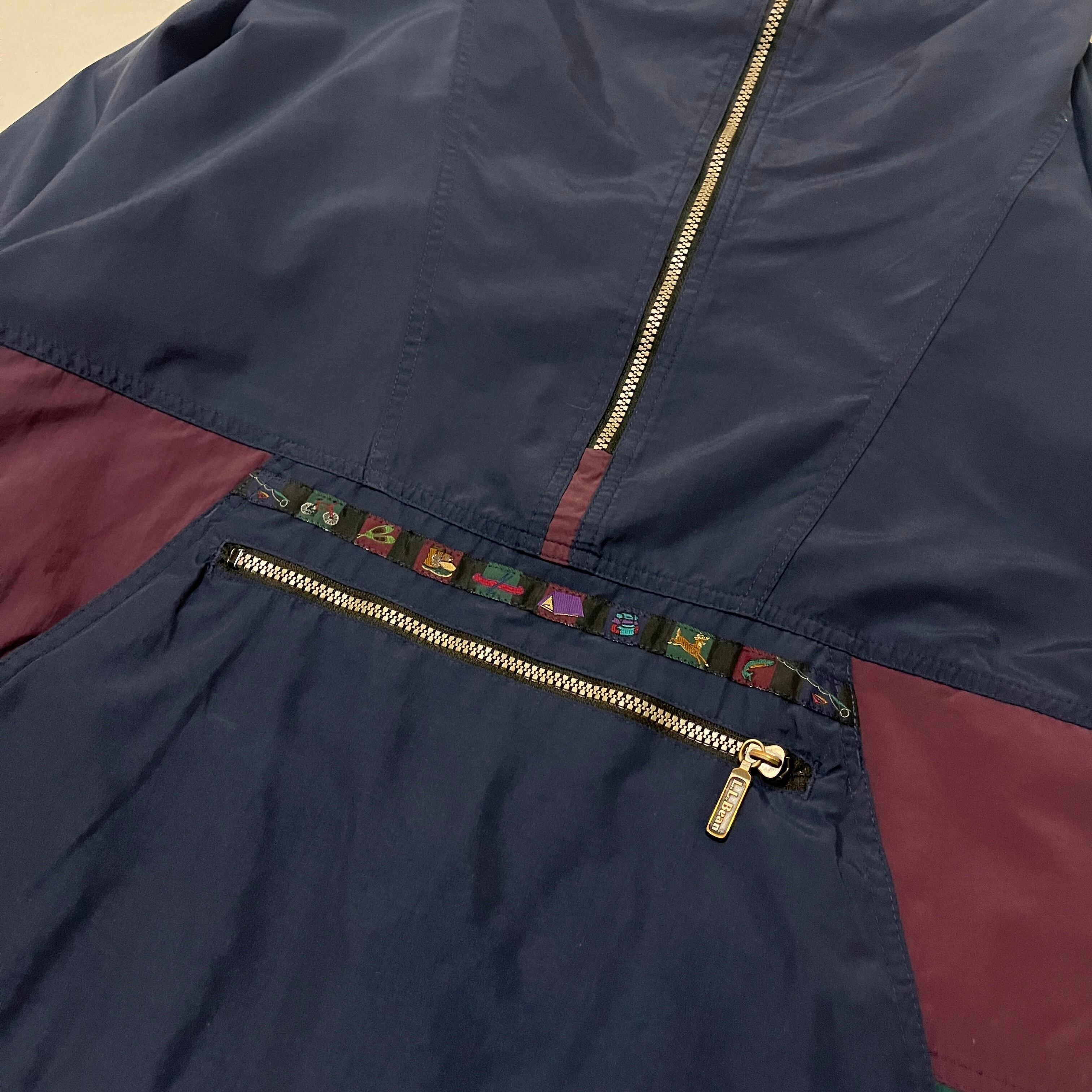 90s L.L.Bean チロリアンテープデザイン ナイロン アノラックパーカー