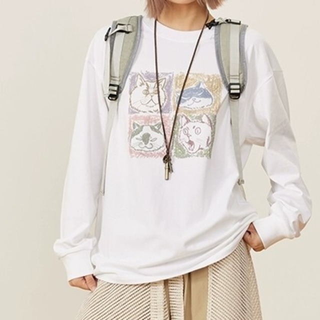 アニマルカジュアル長袖Tシャツ