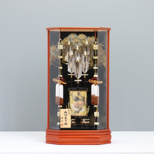 【聖龍 18号】 破魔弓飾り アクリルケース飾り 破魔弓｜六本矢｜梨地塗｜木製｜和モダン