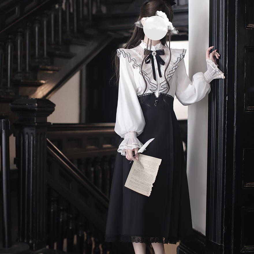 量産型ロリィタ クラロリ ワンピース フリル レース ロング丈 清楚系 ロリィタ お嬢様 胡桃木