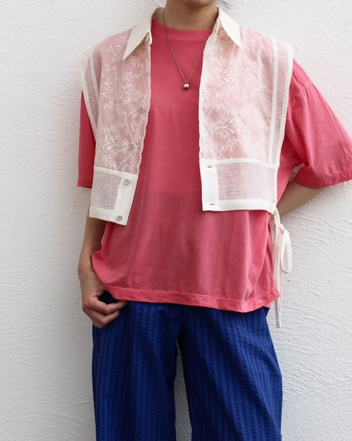 JANE SMITH/linen mesh×lace bibs