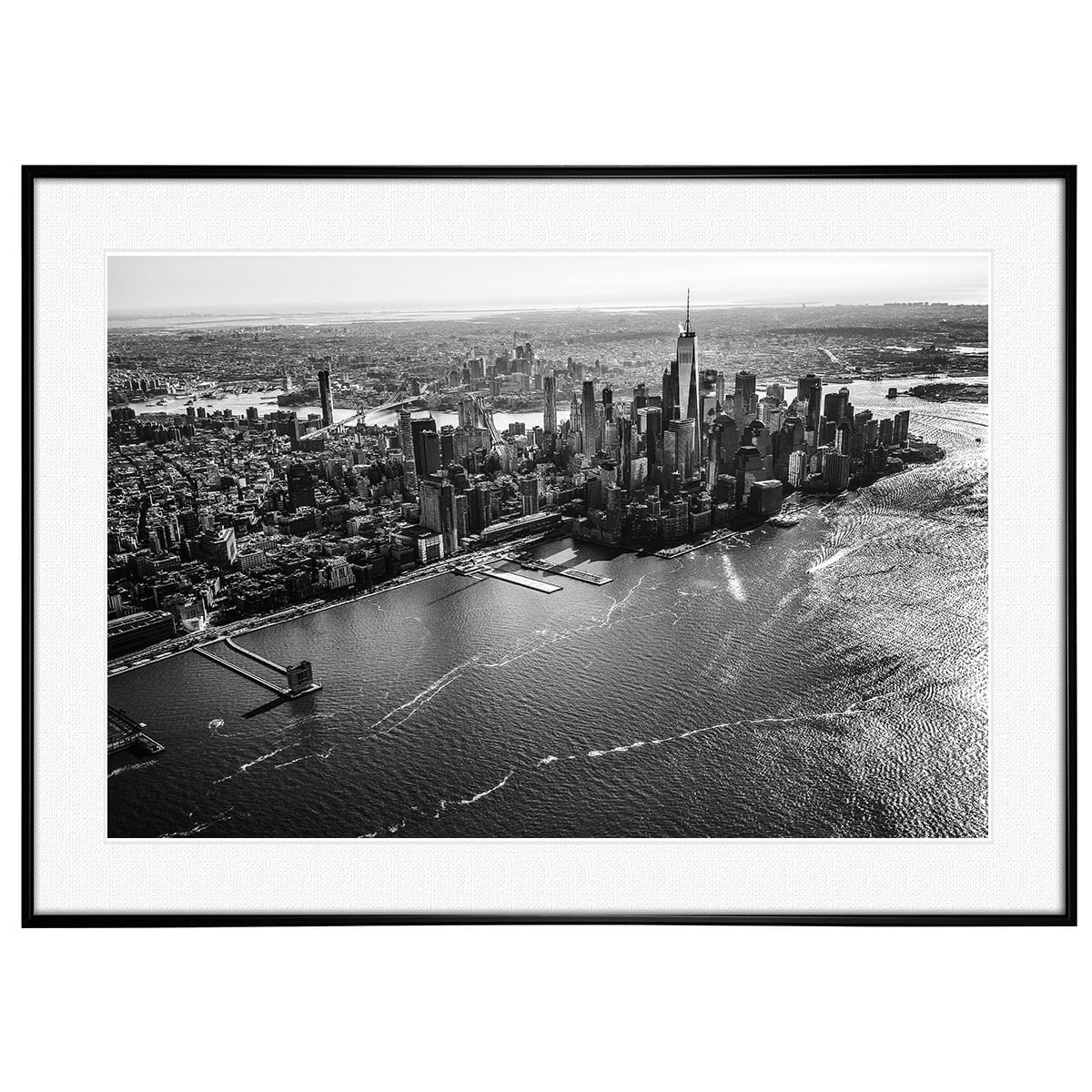 アメリカ写真 ニューヨーク 空から インテリア モノクロアートポスター額装 AS0140