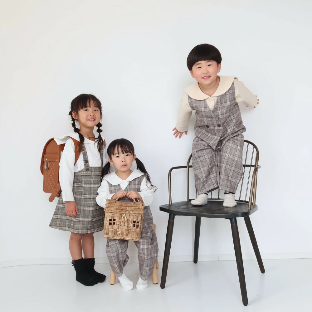チェックサスペンダースカート | 韓国子供服 Bisque -びすく- 公式