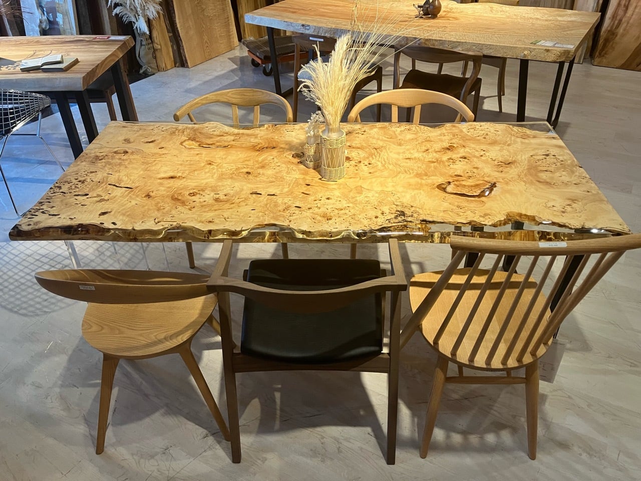 ポプラ瘤_1950×850×30_横浜元町店_テーブル天板/レジン加工 231805