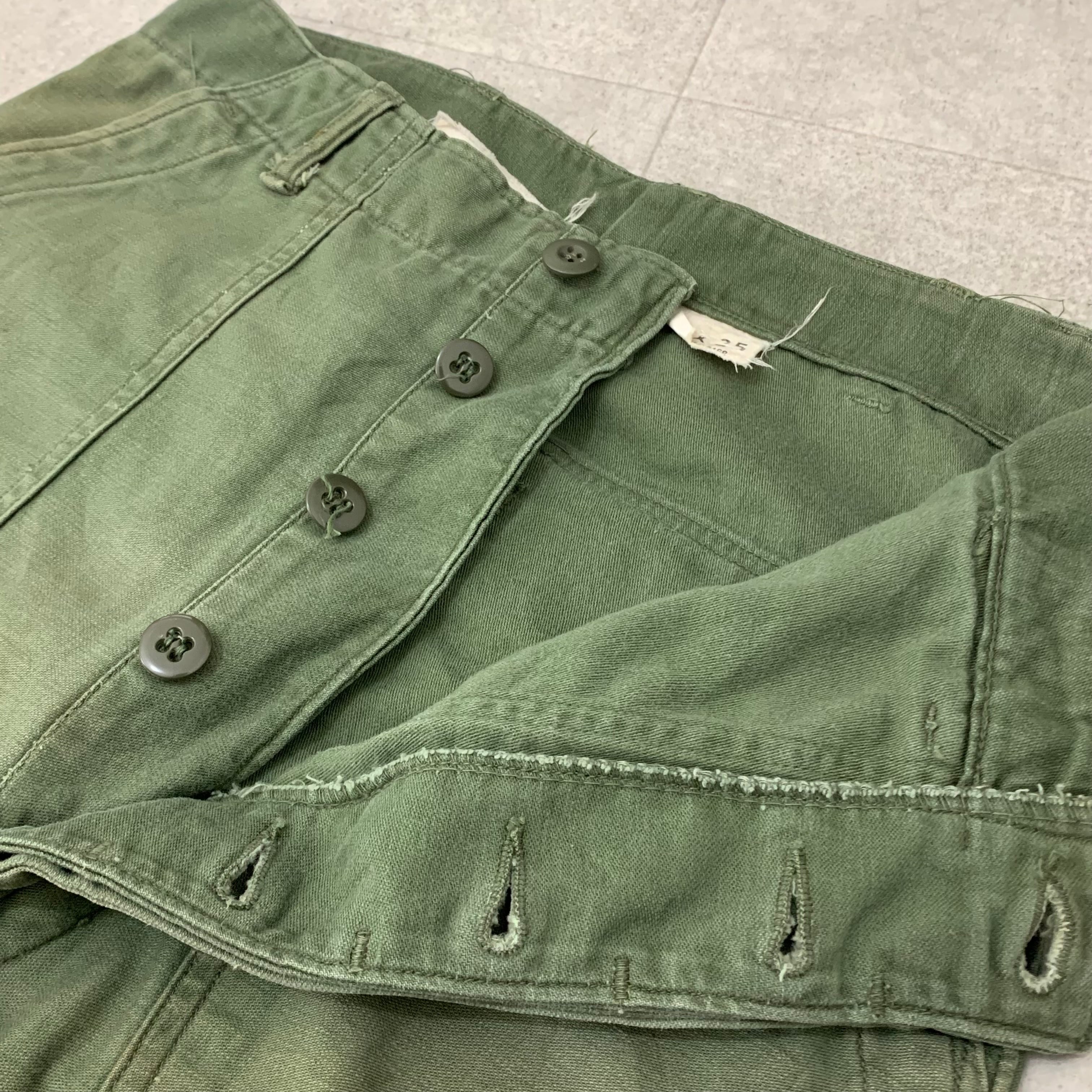 アメリカ軍 60s OG107 実物 ベイカーパンツ ボタンフライ