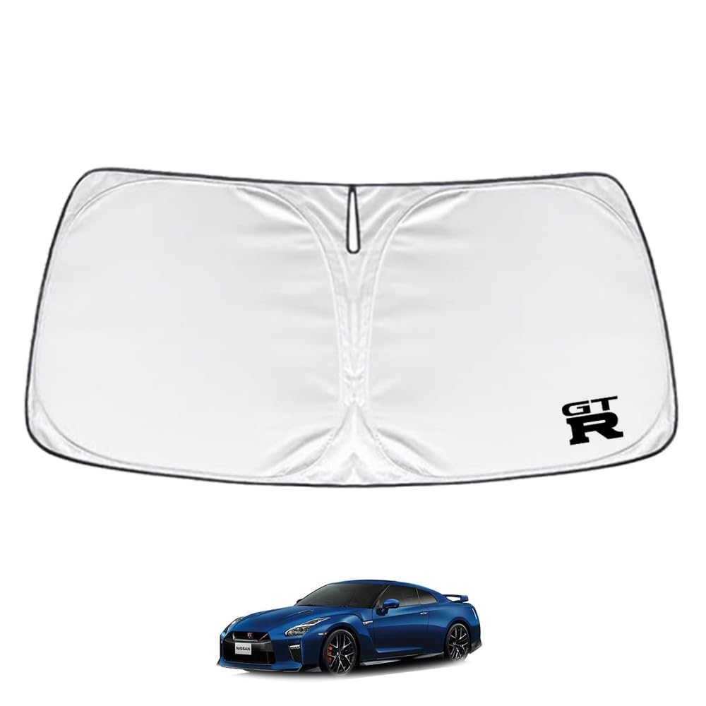 【数量限り】GT-R R35系 専用設計 サンシェード フロントガラス用 ロゴ付き 日焼け防止 断熱 UVカット 紫外線カット 暑さ対策 コンパクトに収納
