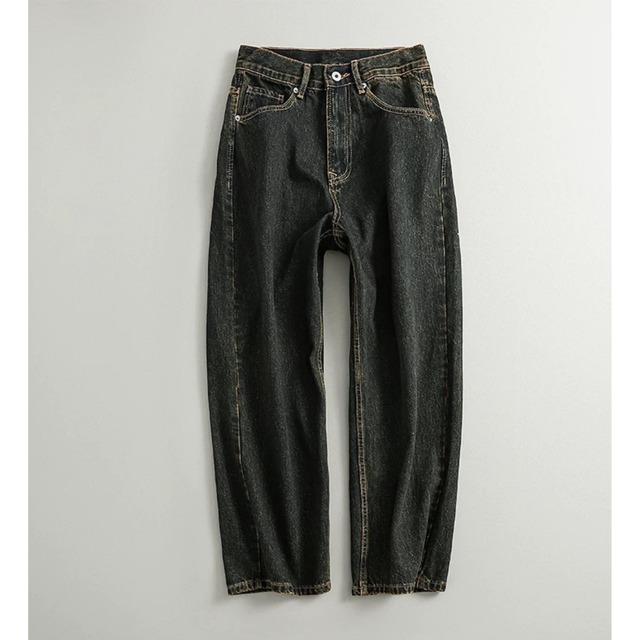 Straight wide leg curve denim pants 00168