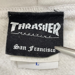 【THRASHER】プリント スウェット パーカー フーディー プルオーバー L ロゴ スケボー スケートボード スラッシャー US古着