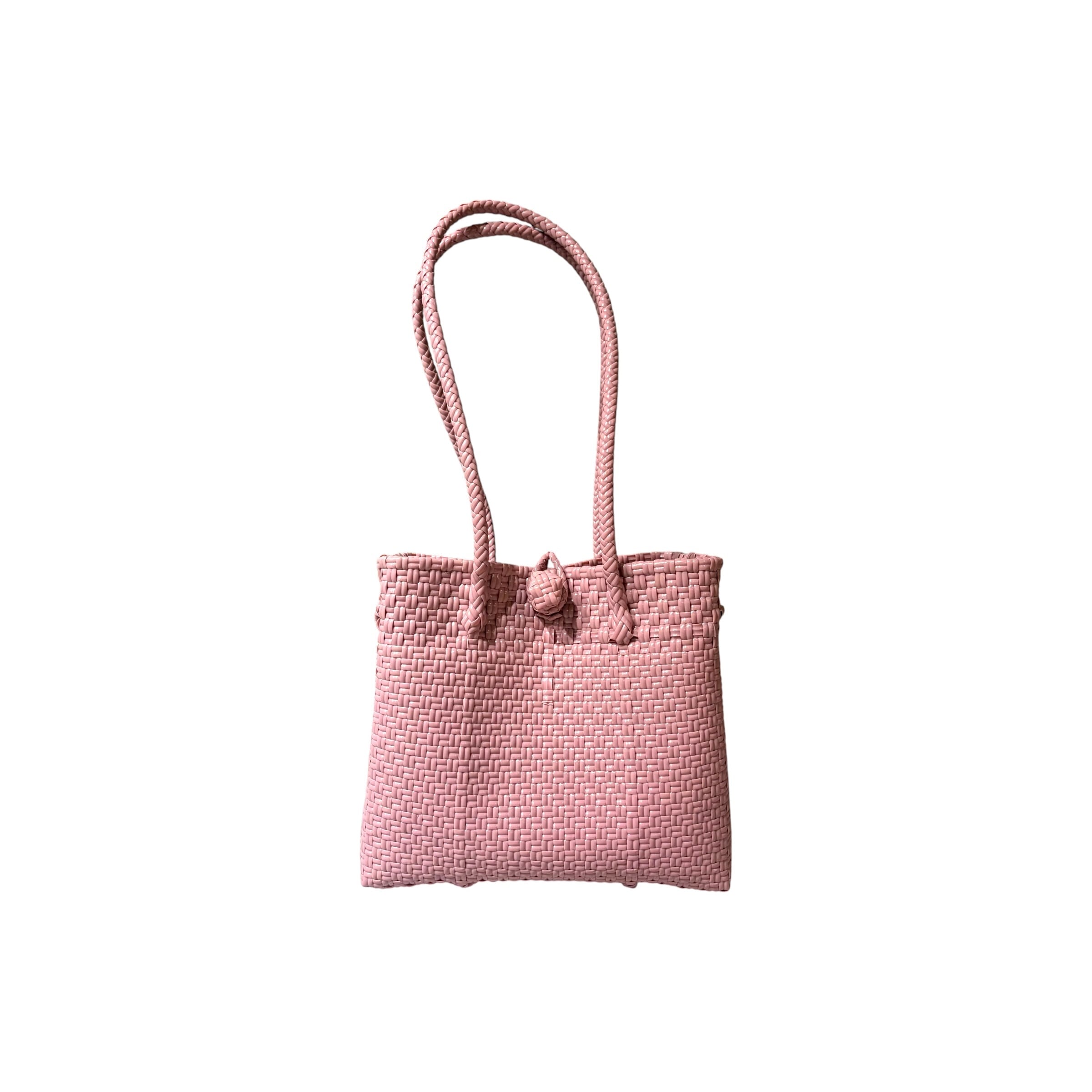 SQUARE TOTE BAG - DUSTY PINK / LONG HANDLE / S