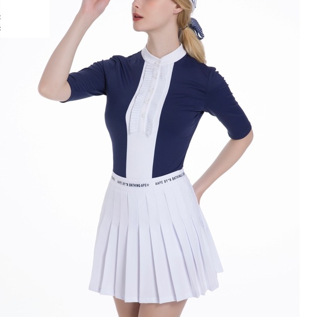 ブルー×ホワイト　5分袖　セットアップ