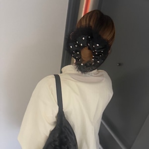 レース付ドットサテンシュシュ G123