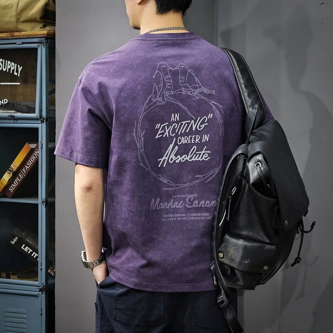 バックグラフィックウォッシュライクTシャツ 1col   A00246