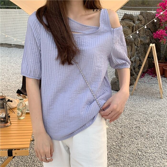 Tシャツ サマースタイルルーズ薄手半袖スリーブトップス ショート ハーフスリーブ 夏物 クレセントシティ60397658582