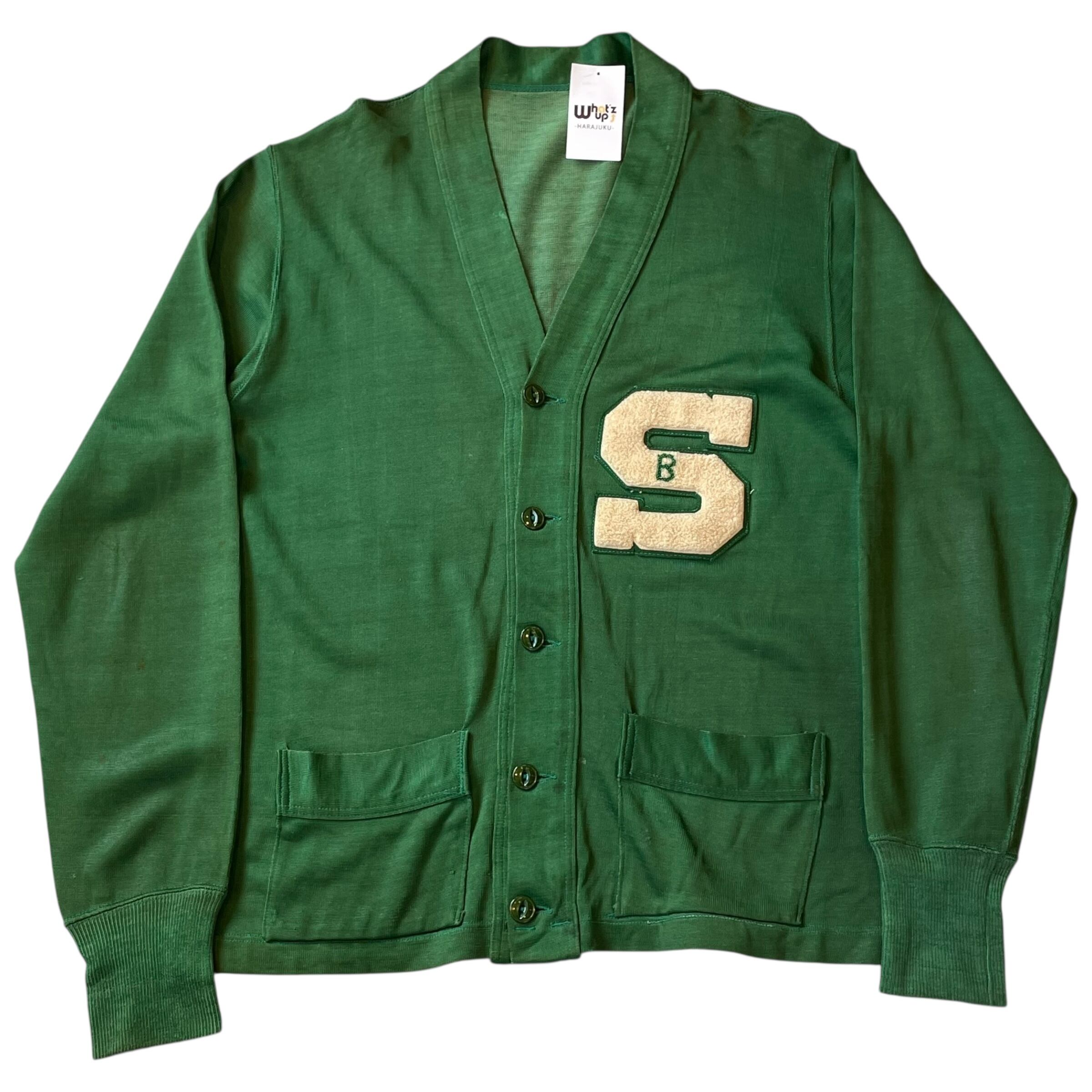 1950s unknown rayon? Letterd cardigan