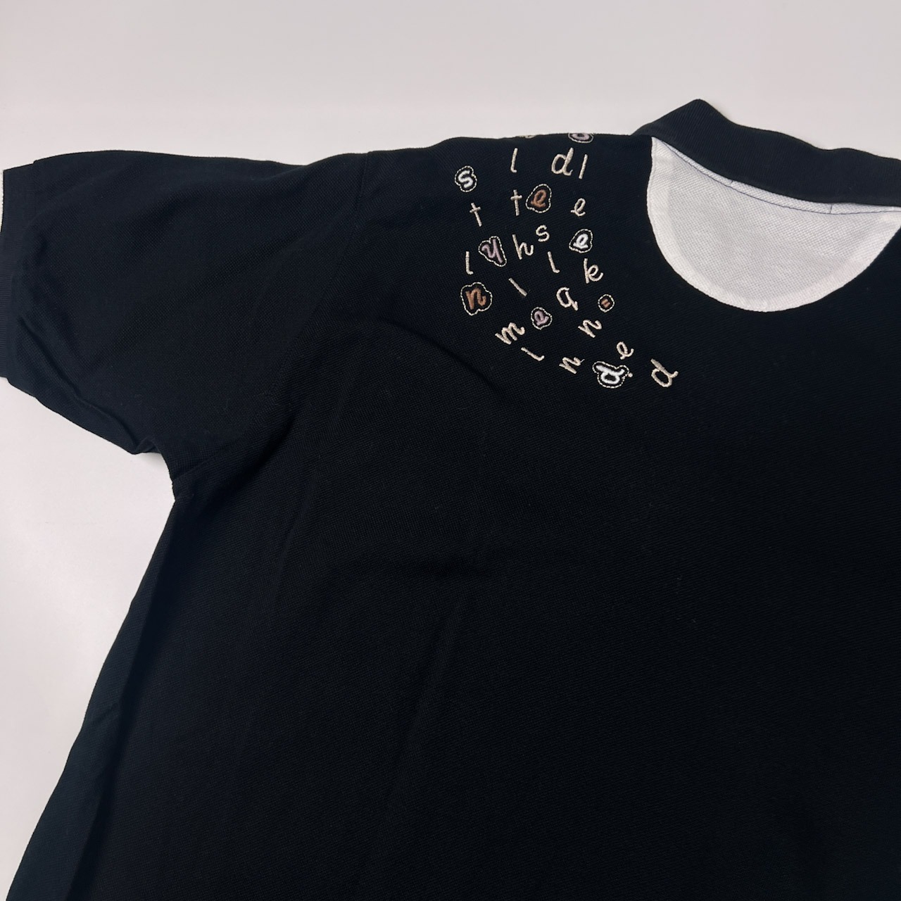 adabat アダバット アルファベットデザイン 半袖ポロシャツ 3/ブラック/ゴルフ