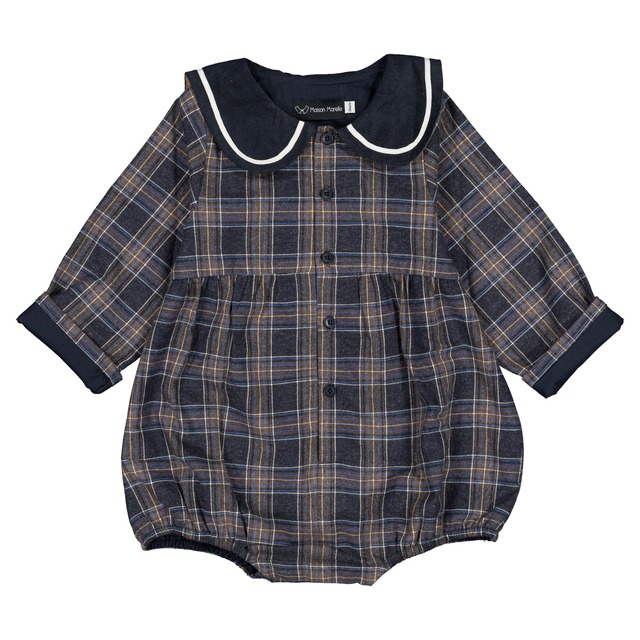 予約【Maison Marelle】Romper BAC - blue tartan / 11月上旬以降入荷
