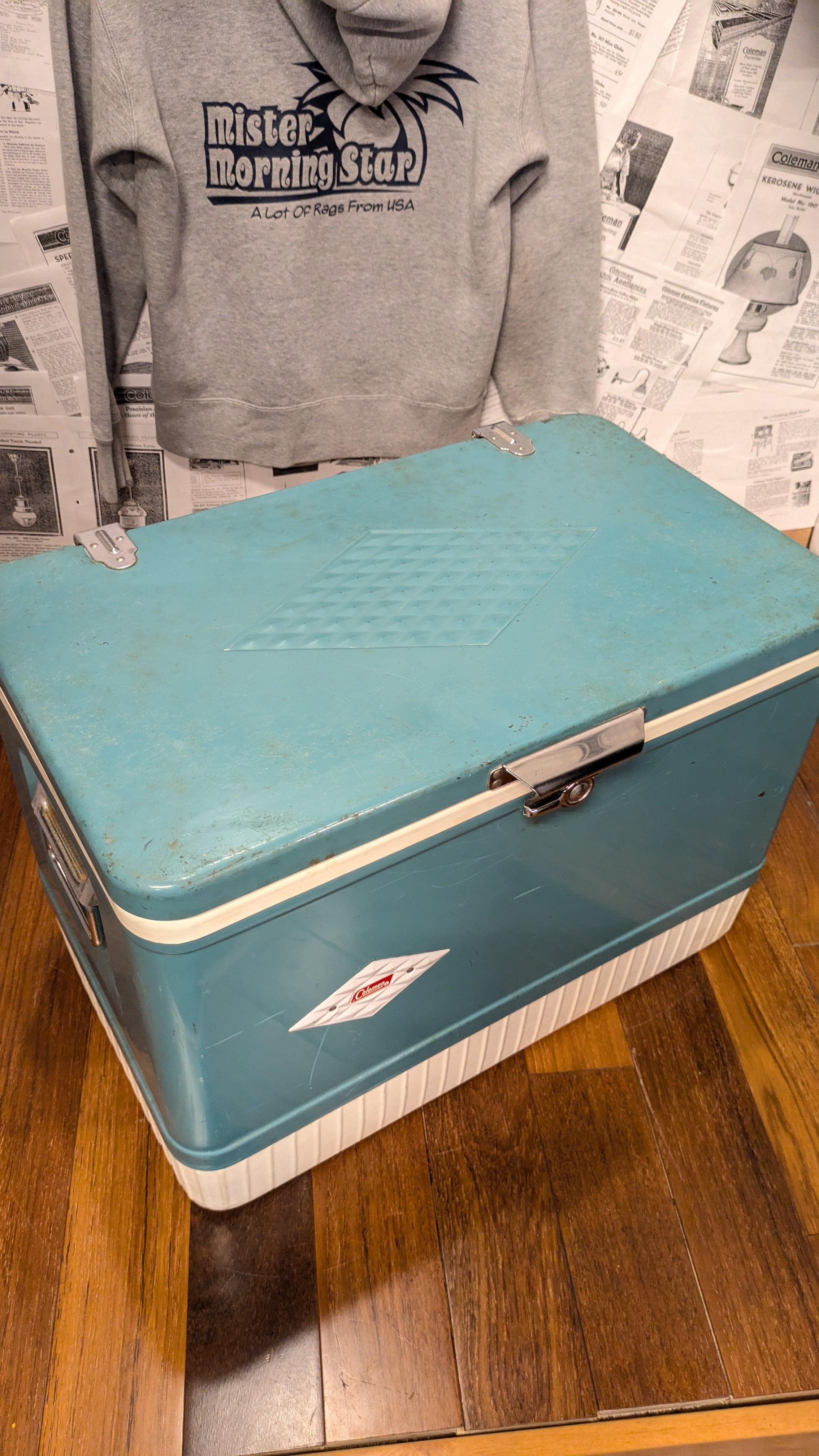 Vintage Coleman CoolerBox DiamondLogo SteelBelt Blue ビンテージ