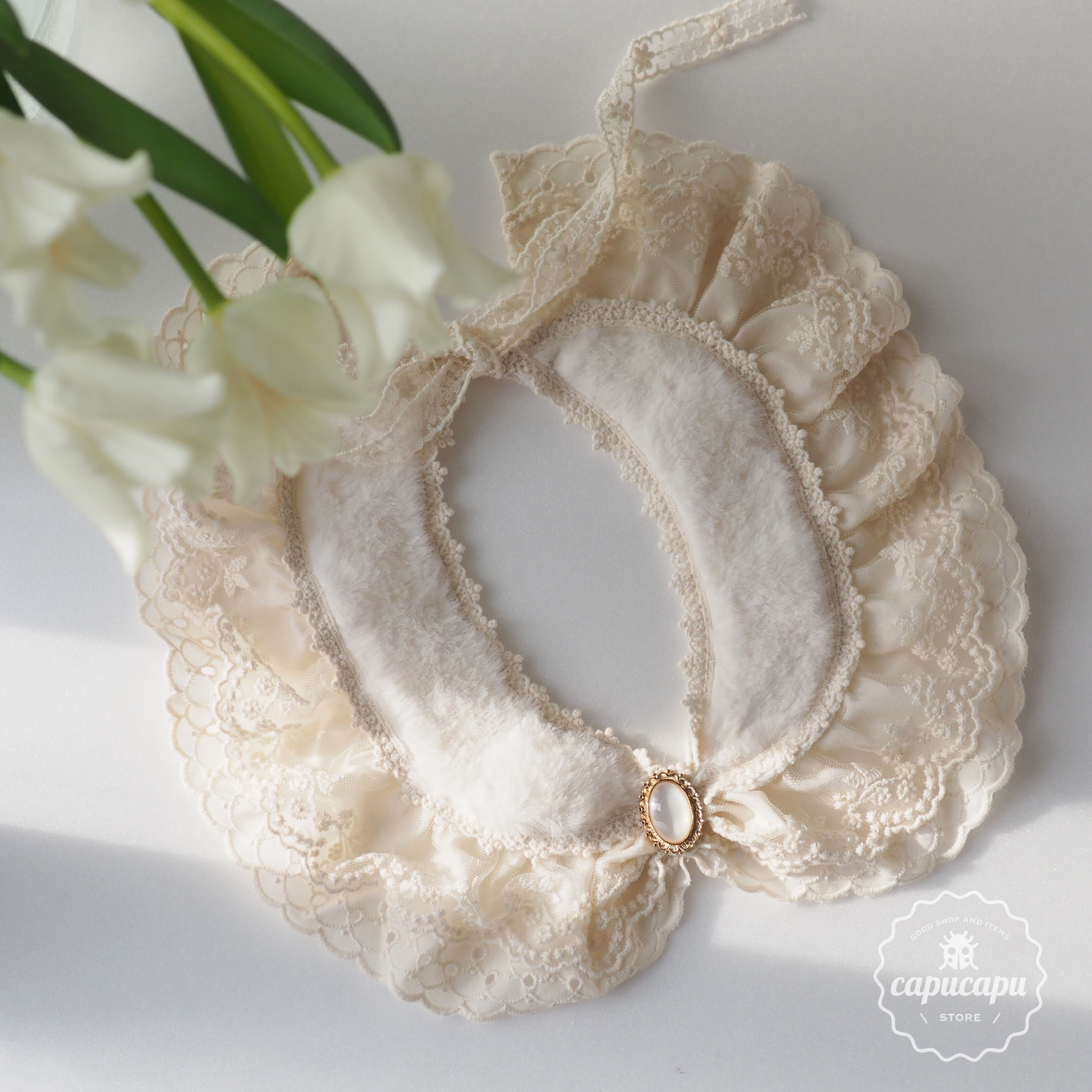 即納 Bijou Fur Cape 2colors ビジューファーケープ 付け襟 つけ襟 子供服 Capucapu