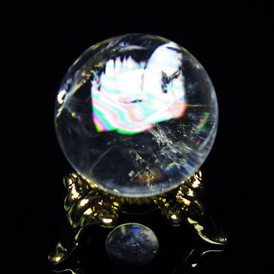 アイリスクォーツ 水晶 丸玉 虹入り 25mm スフィア 置物 水晶玉 一点物 141-7038